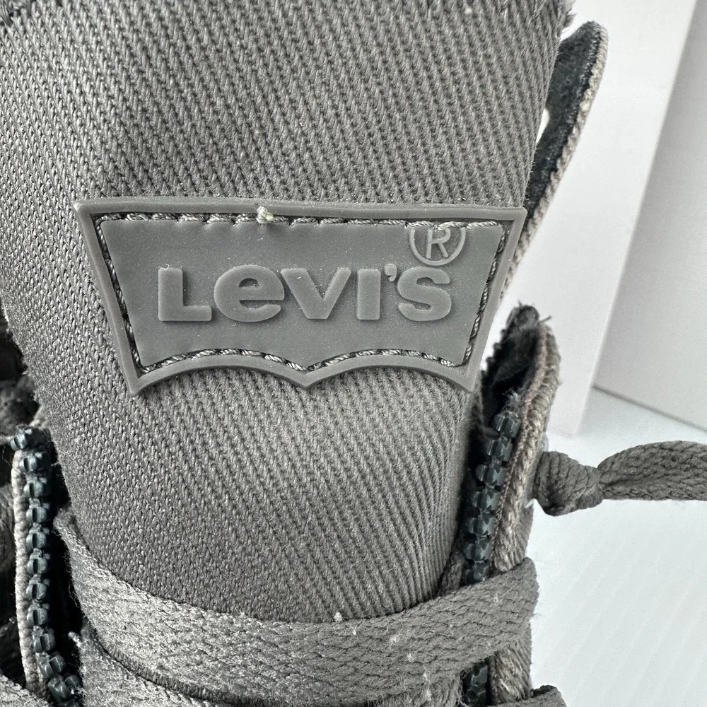 Levi's Men's Gray Sneaker Boot Ankle High Top Textile Lace-Up Side Zipper US 9